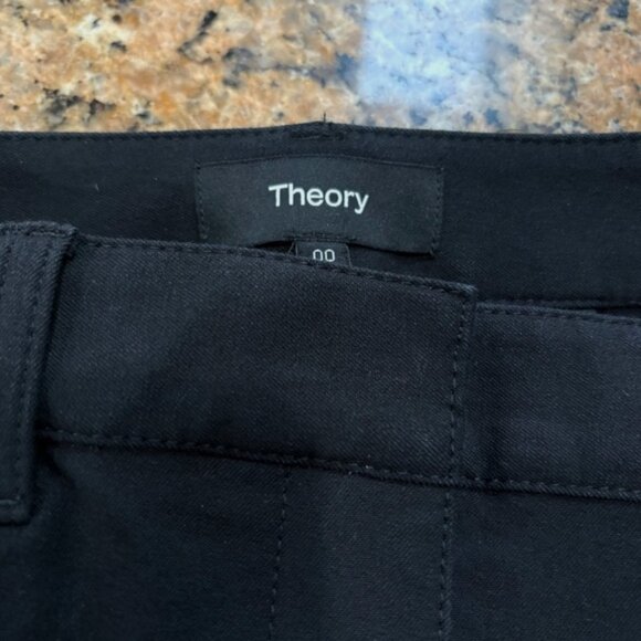 Theory Black Slim Bootcut Pants Size 00 – Workwear Trousers Minimalist Chic - Picture 6 of 10